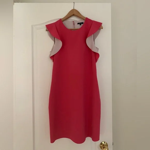 RW&CO. Pink Sheath Mini Dress with Flutter Sleeves - Picture 1 of 4